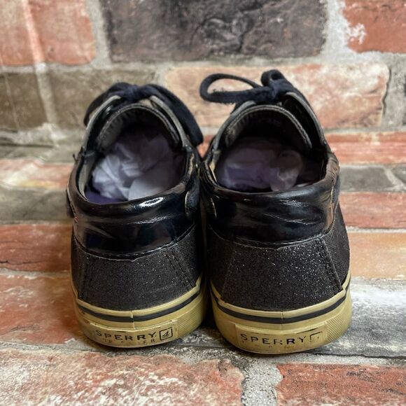 5 for $25🔥Size 8 Black Glitter Sperry Top-Sider Boot Shoes/ Deck Shoes/ … - Picture 6 of 11